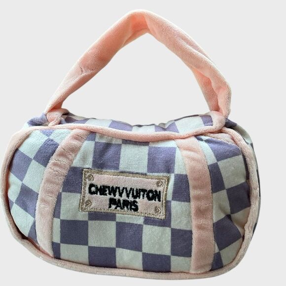 Chewy Vuitton Dog Toy Fashion Luxury Designer Purse Checker New - Picture 1 of 5